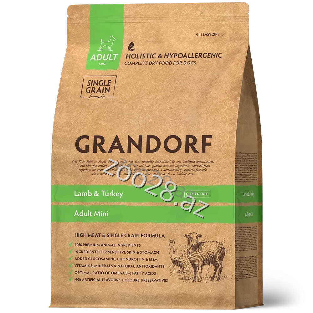 Grandorf Dog Mini Adult С Ягненкои и Индейкой - Собаки | Zoo28.az