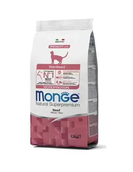 Monge Sterilised Cat Food with Beef, 1.5 kg - Cats | Zoo28.az