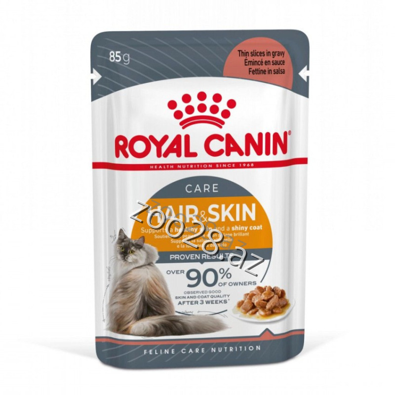 Royal Canin Hair And Skin Gravy   для взрослых кошек с кожей и шерстью, 85 г - Кошки | Zoo28.az