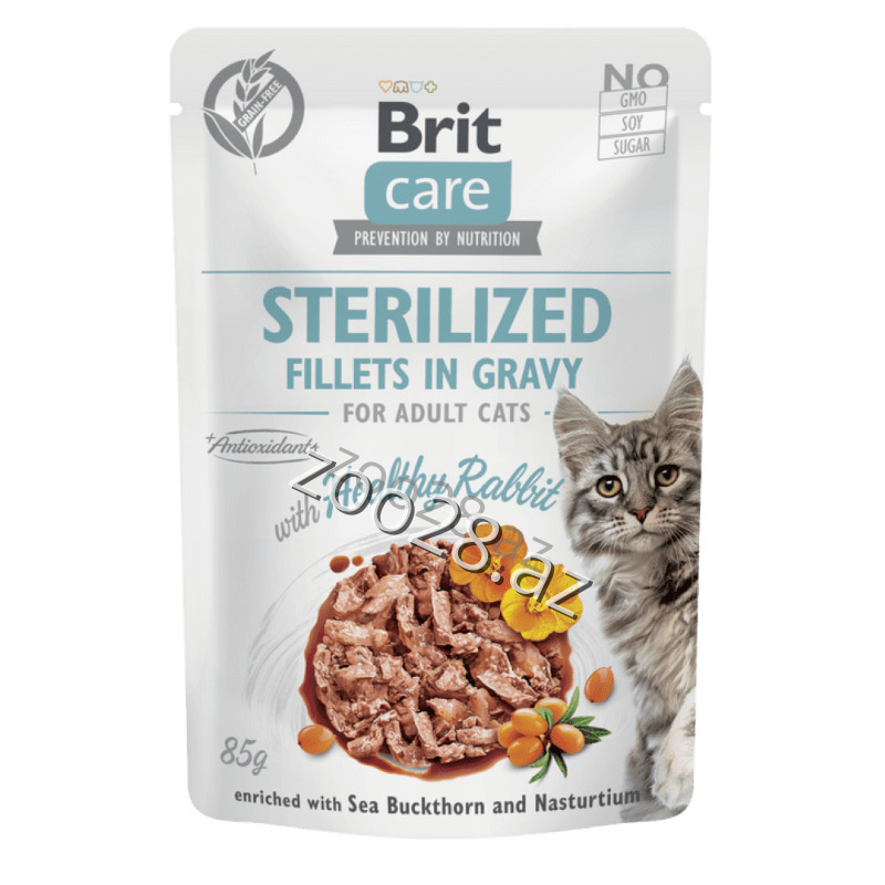 Brit Care Sterilised Gravy с мясом кролика, 85 г - Кошки | Zoo28.az