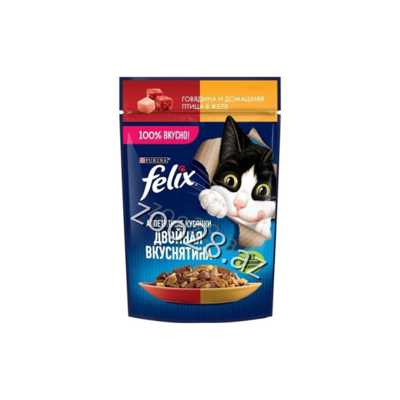 Felix Желе С Курицей И Говядиной, 75г - Кошки | Zoo28.az