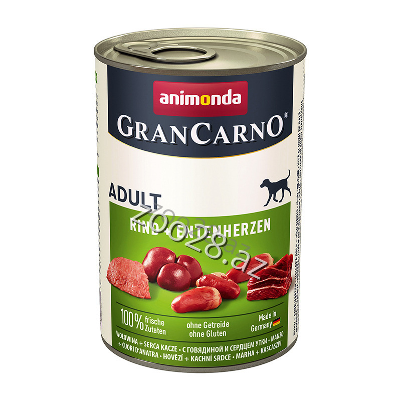 Animonda Grancarno Adult Dog Говядина с Сердцем Утки ,400 qr - Собаки | Zoo28.az