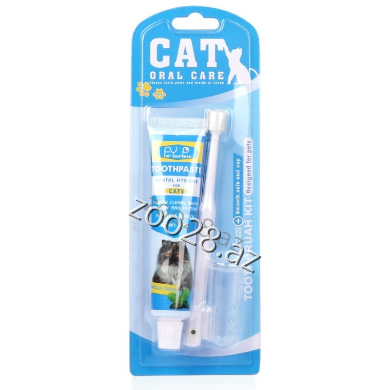 Cat Toothpaste 3ü 1də Diş Dəsti 70 gr - Pişiklər | Zoo28.az