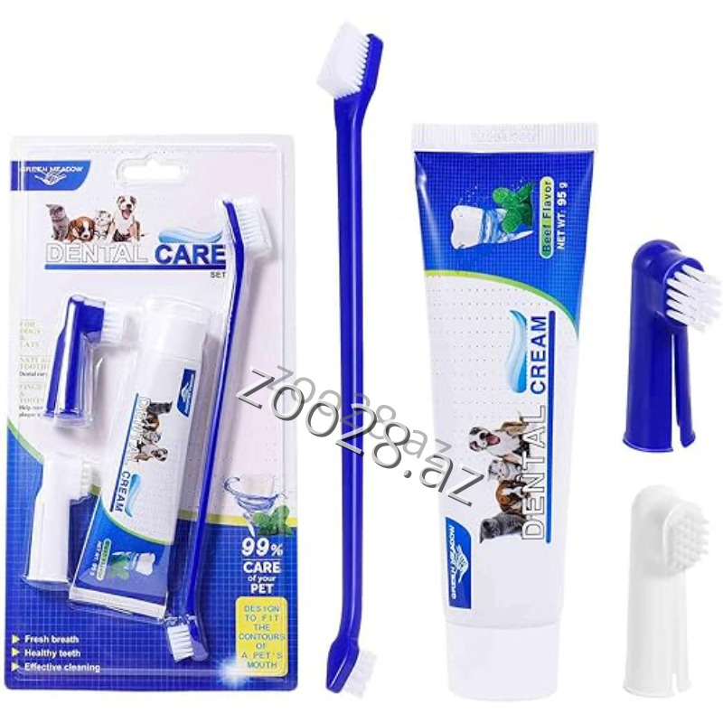 Зубной набор Green Meadow Dental Care, 95 гр - Собаки | Zoo28.az