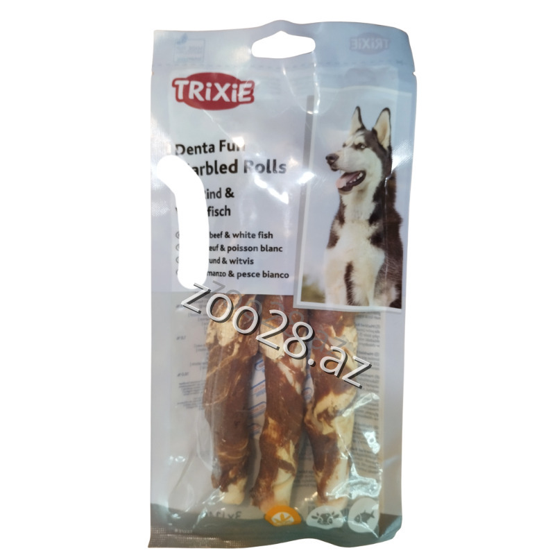 Рулетики жевательные Trixie Denta Fun мраморные с говядиной 140г - Собаки | Zoo28.az