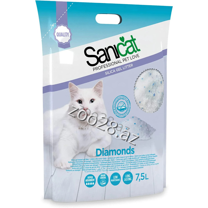 Силикагель Sanicat Diamonds без запаха - Кошки | Zoo28.az