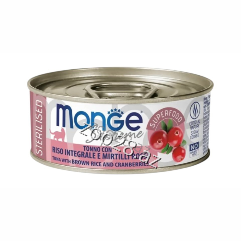 Monge Superpremium Konserv Sterilised Tuna Rice Cranberries,80 gr - Pişiklər | Zoo28.az
