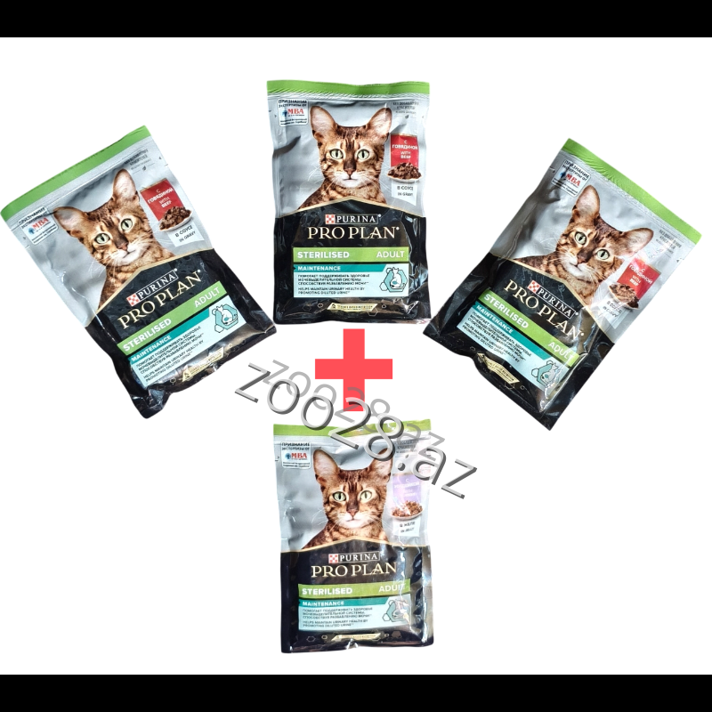 Purina Proplan Sterilised 3+1 - Pişiklər | Zoo28.az