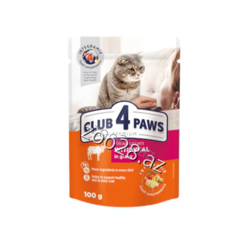 Club 4 Paws Dana Əti İlə Yetkin Pişiklər Üçün,100 qr - Pişiklər - Şəkil 2