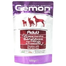 Gemon Adult Dog Chunkies with Beef Meat and Ham, 100 g - Dogs