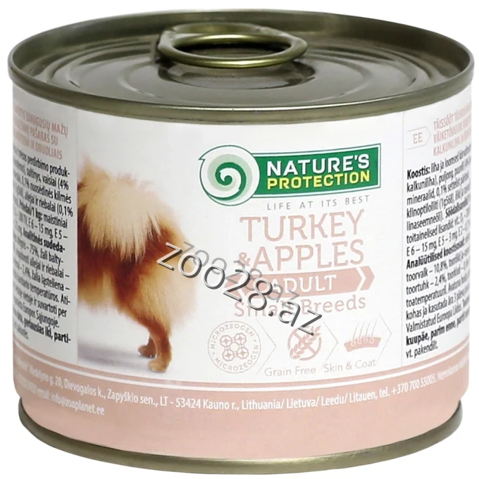 Natures Protection Konserv Adult Dog Индейка С Яблоком 200 gr - Собаки | Zoo28.az