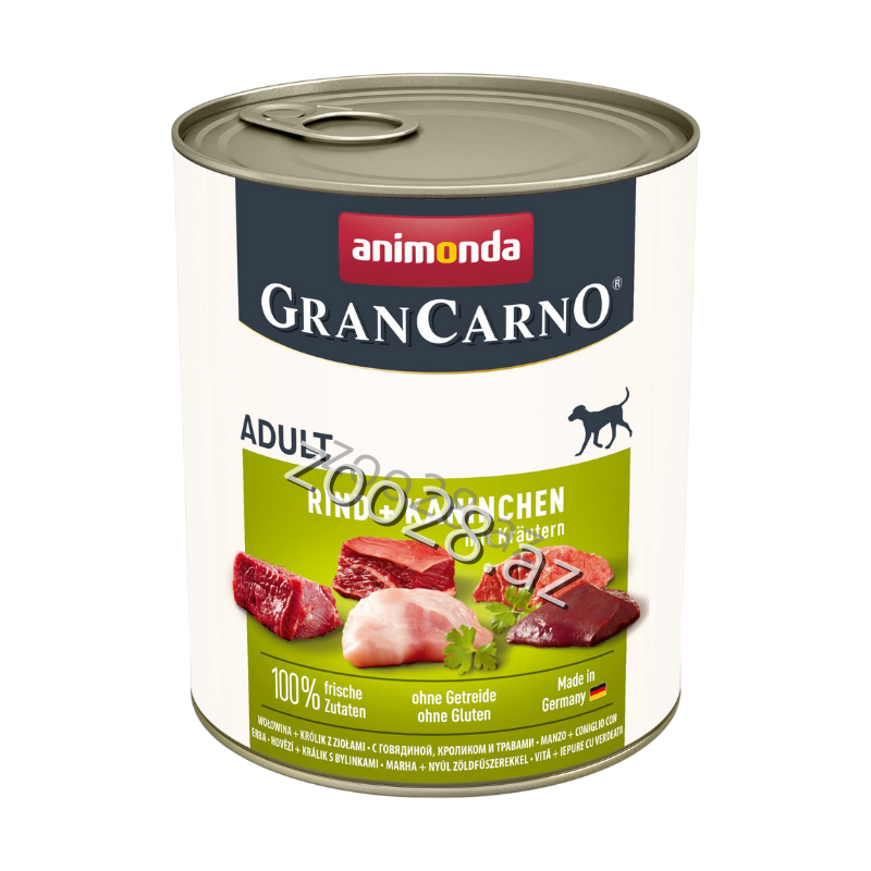 Animonda GranCarno Konserv Adult Dog Mal Əti Dovşan İlə  800 g - İtlər | Zoo28.az