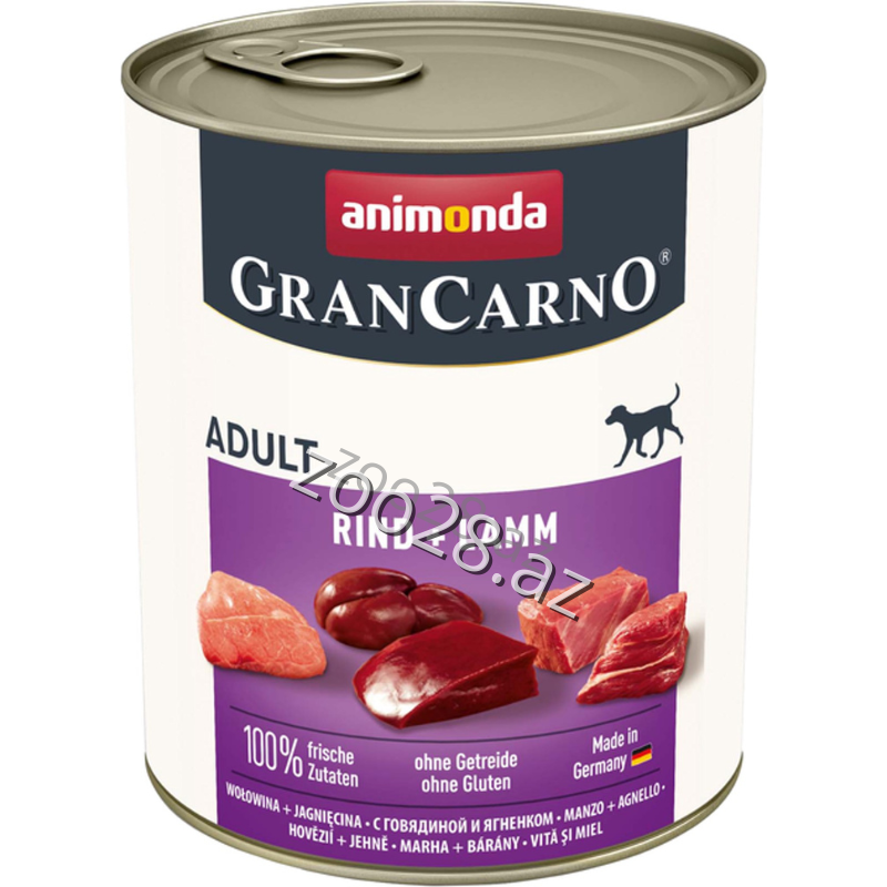 Animonda grancarno Canned Food Adult Dog with Beef and Lamb 800 g - Dogs | Zoo28.az
