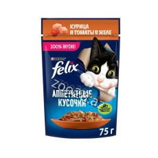 Felix Adult Cats Tomato Chicken Jelly, 75 g - Cats