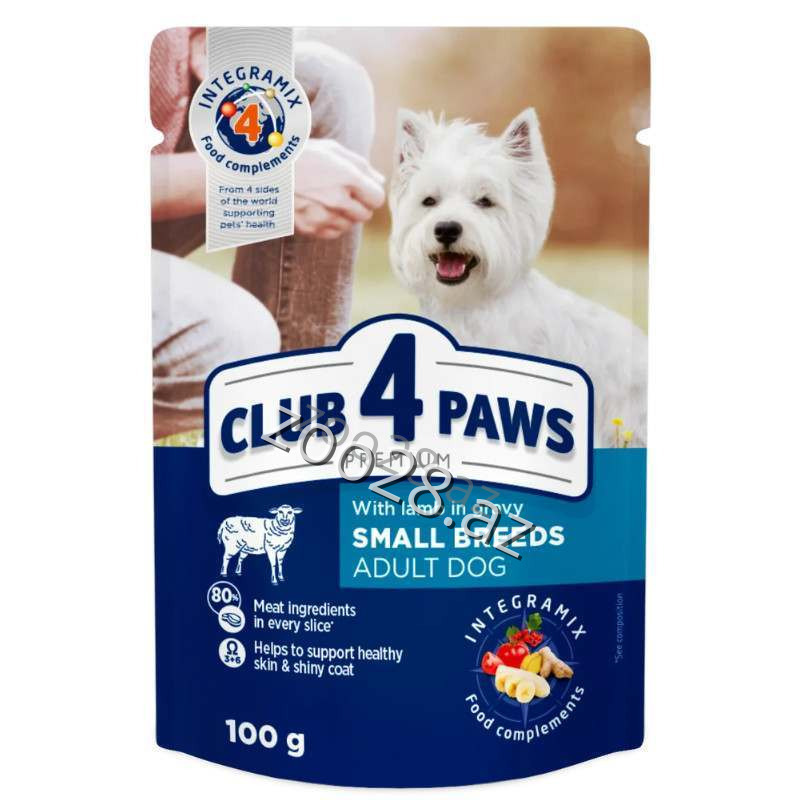 Club 4 Paws Small Breeds Adult Dog Quzu Əti ilə Sous 100 gr - İtlər | Zoo28.az
