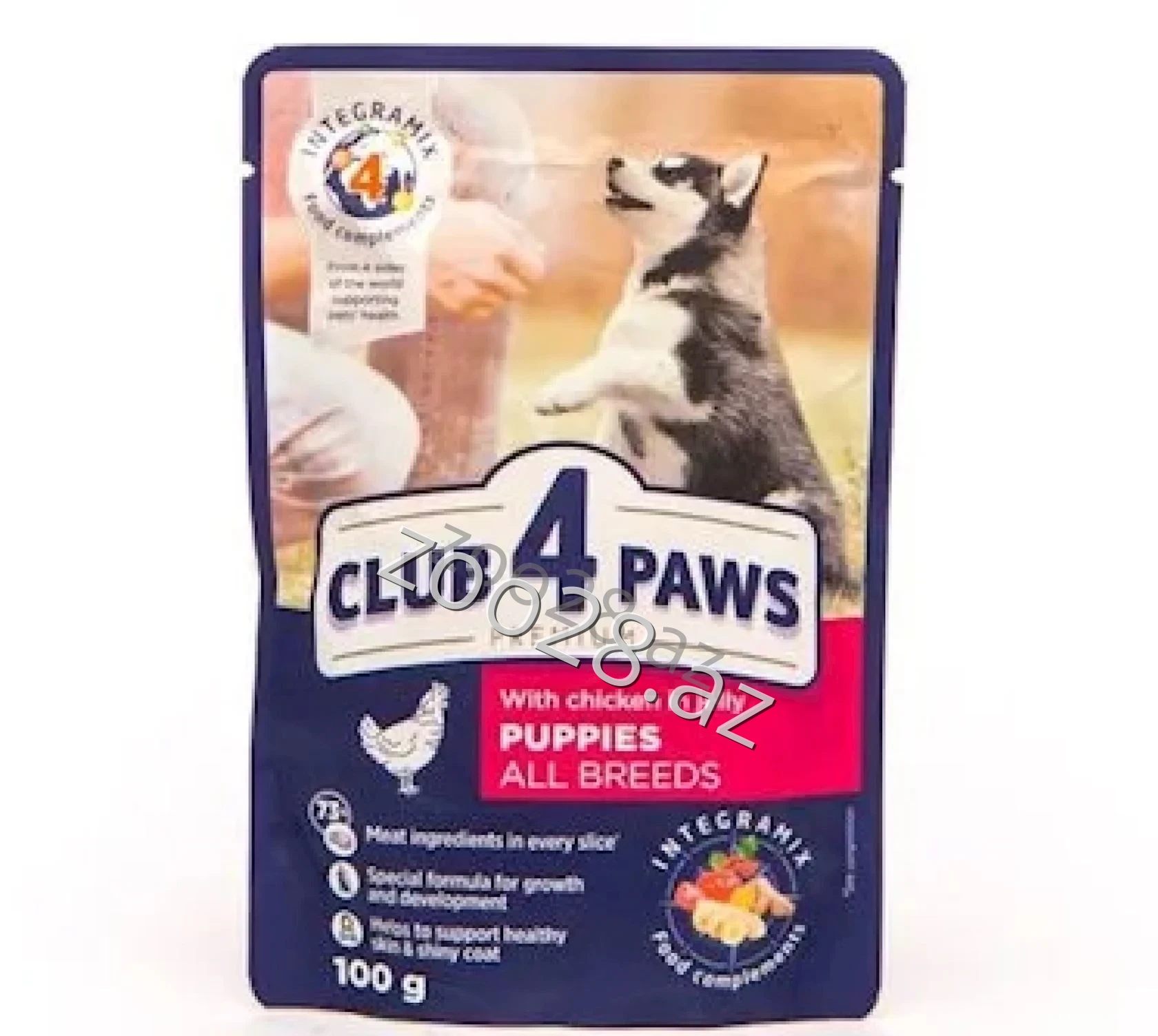 Club 4 Paws All Beeds Puppy Dog Toyuq Əti ilə jele 100 g - İtlər | Zoo28.az
