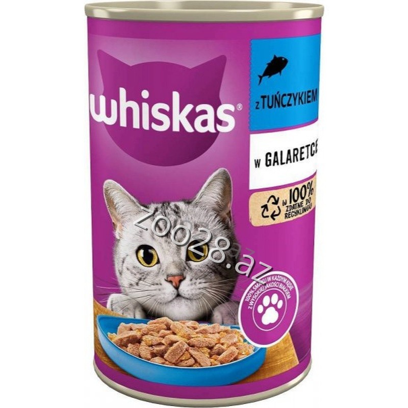 Wiskas Yetkin Pişiklər Üçün Tuna Balığı İlə Jele, 400 qr - Pişiklər | Zoo28.az