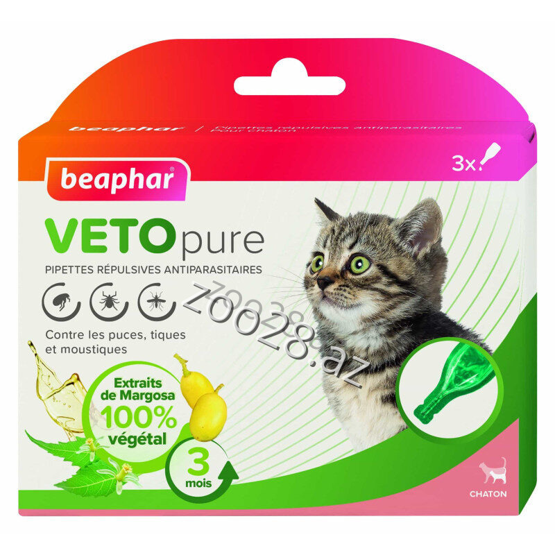 Beaphar Veto Pure капли от наружных паразитов для котят, 1 мл - Ветеринария | Zoo28.az
