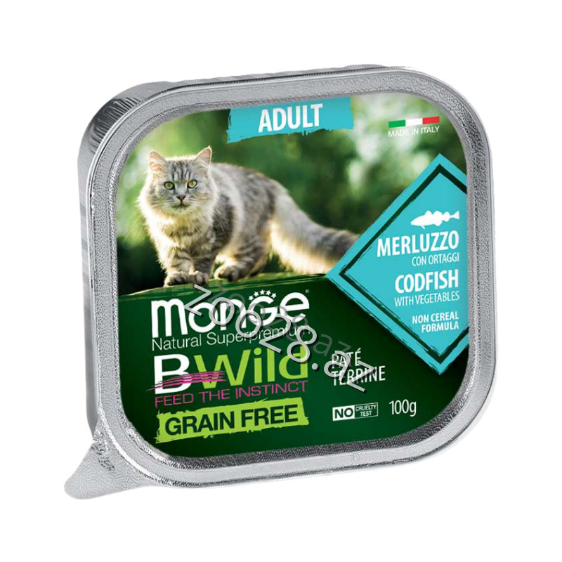 Monge Bwild С Беззерновой треской, рыба и овощи, 100 г - Кошки | Zoo28.az
