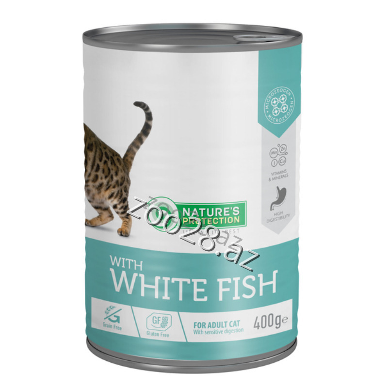 Natures Protection canned white fish, 375 gr - Cats | Zoo28.az