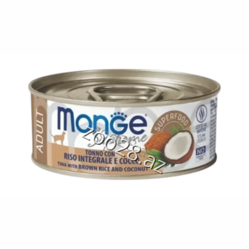 Monge Superpremium Canned For Adult Cat Tuna, Rice, Coconut, 80 gr - Cats | Zoo28.az