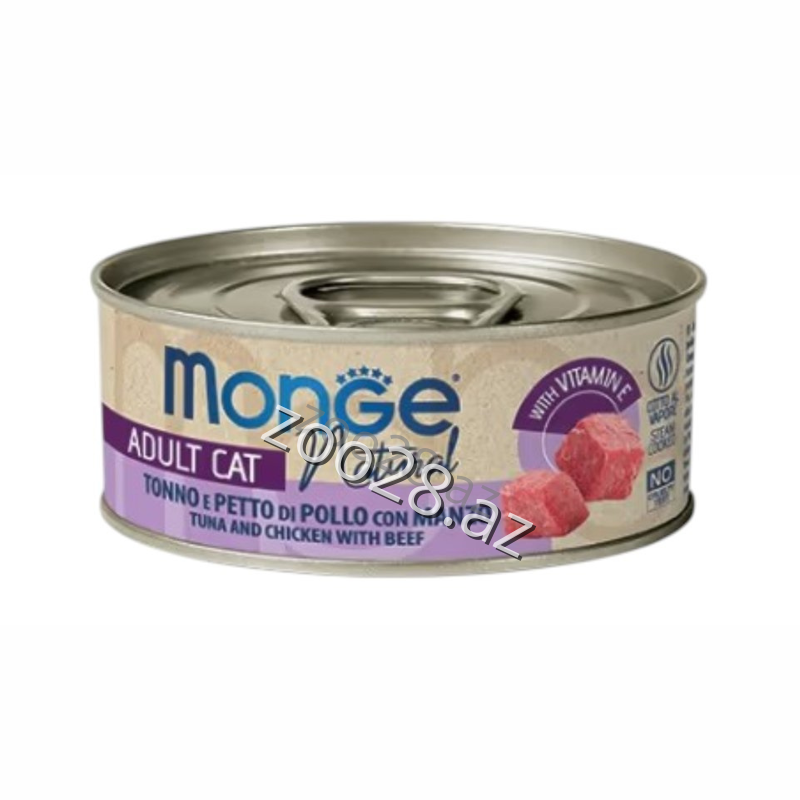 Monge Superpremium Natural Tuna with Chicken and Beef, 80 g - Cats | Zoo28.az